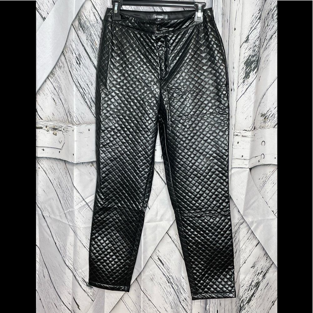 NWT Misguided Quilted Faux Leather Pants Black 6